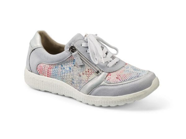 Dam sneakers med blommönster och sidoförvaringsficka, bekväma och stilrena.
