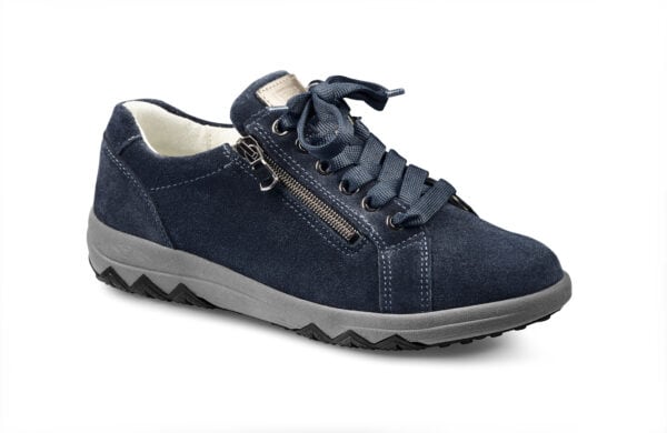 Dam-sneaker i navyblått med zipp och snörning för komfort och stil.