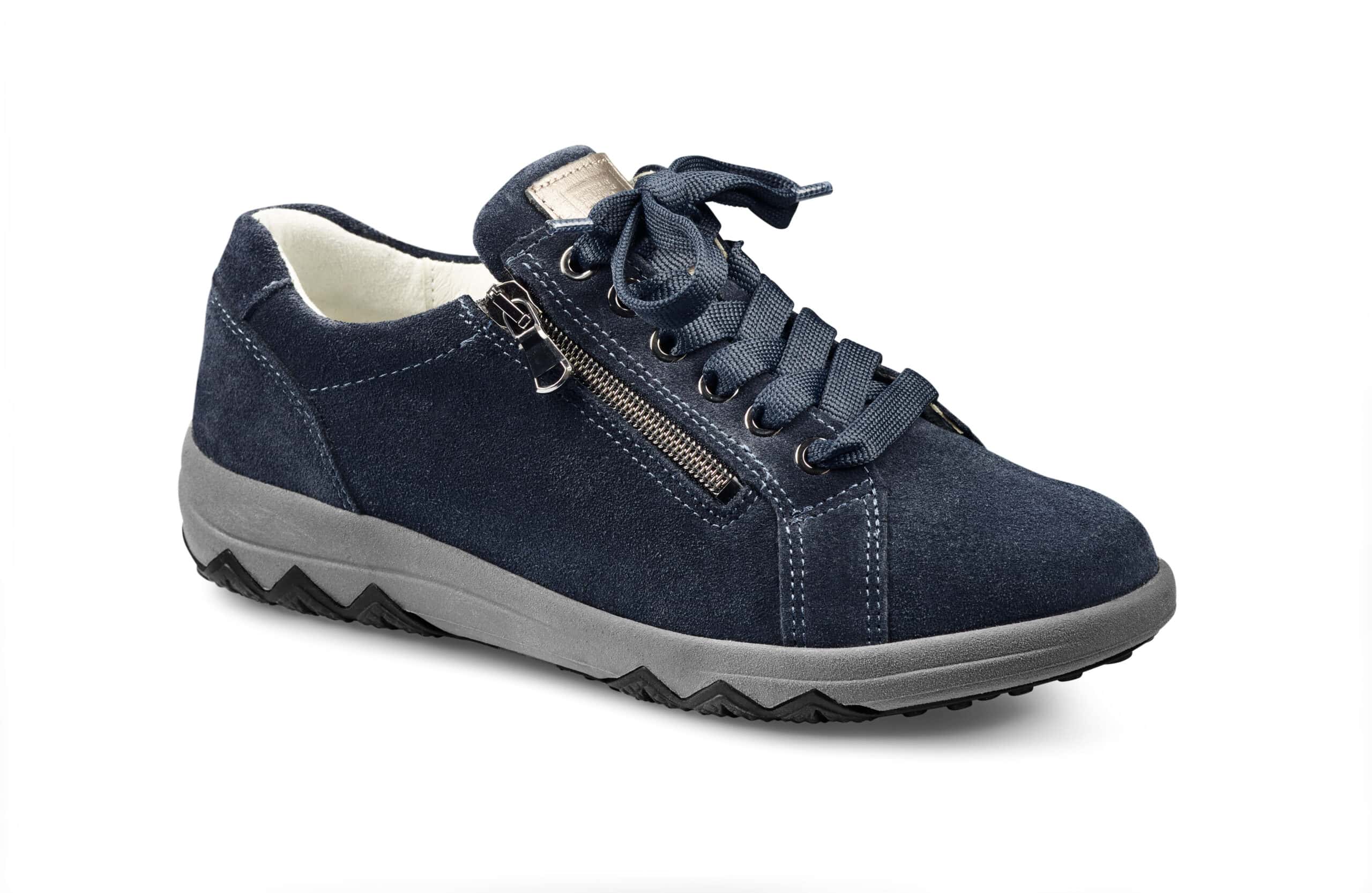 Dam-sneaker i navyblått med zipp och snörning för komfort och stil.