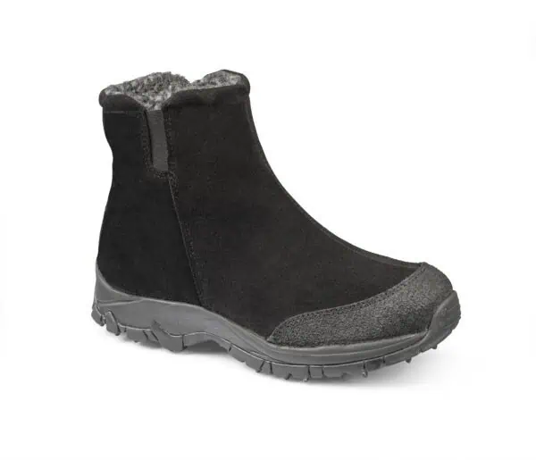 Varm och bekväm damkänga i svart med fleecefoder för vinterbruk.