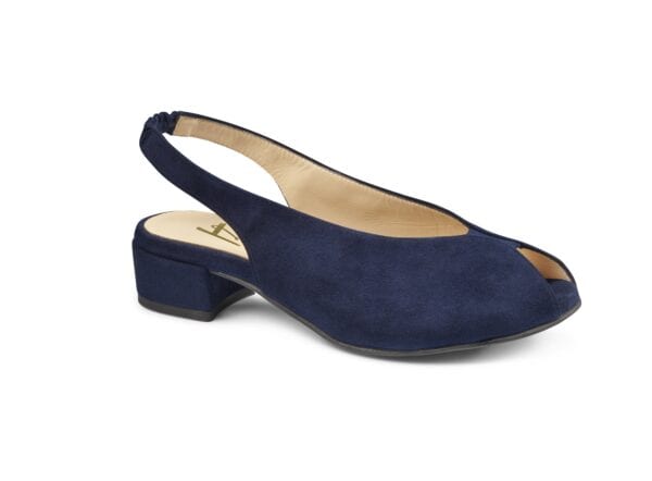 Damklack i mörkblå mocka, bekväm och stilren design.