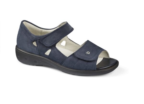 Bekväma och stilrena skosandaler för vuxna med justerbara remmar i blått.
