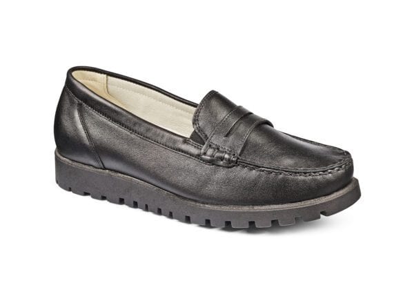 Lågskor för kvinnor i svart läder, bekväma och stilrena.