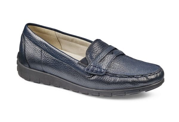 Damtoffel i mörkblått skinn med bekväm sula.