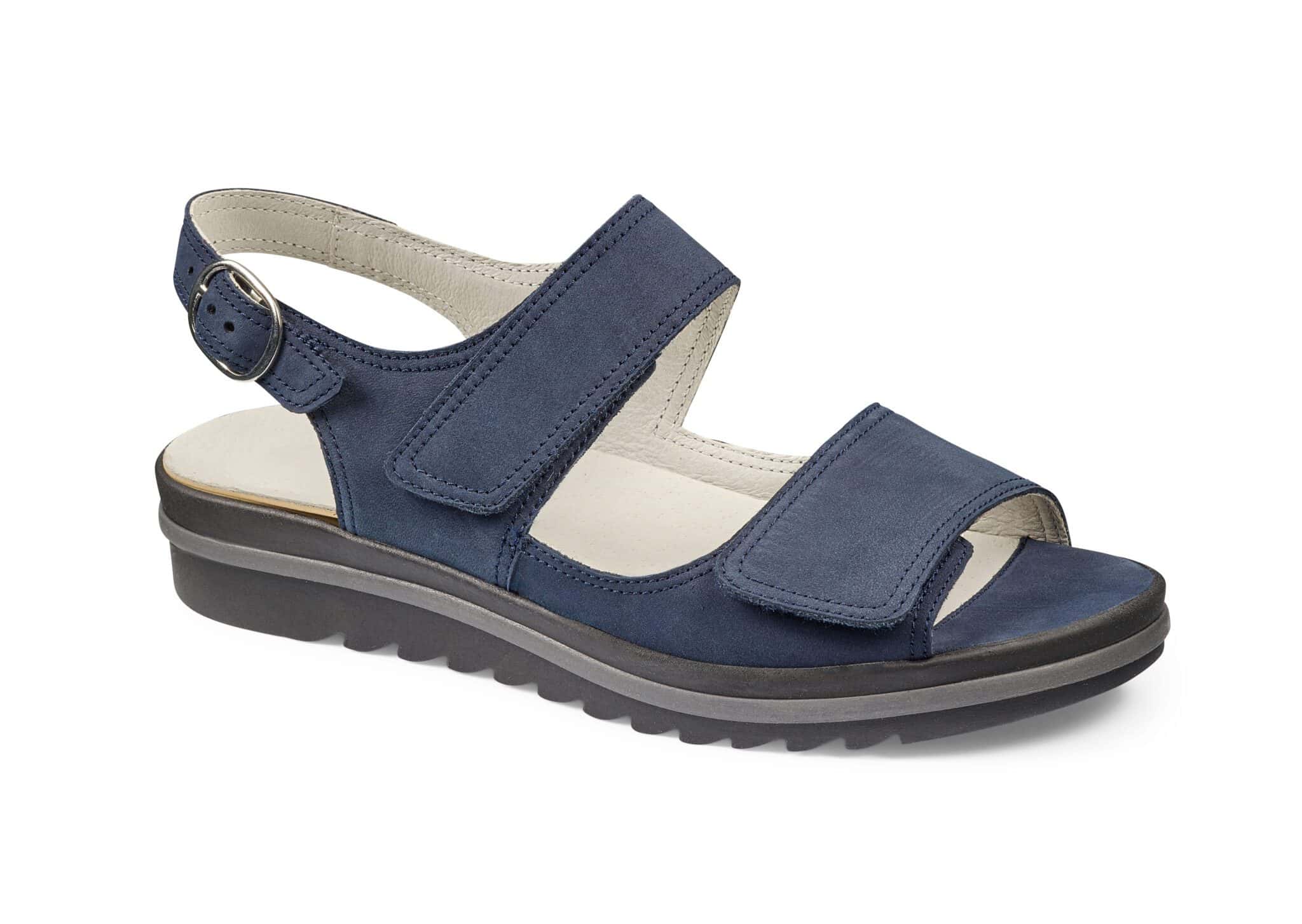 Dam sandal i blått med justerbar rem och halkfri sula.