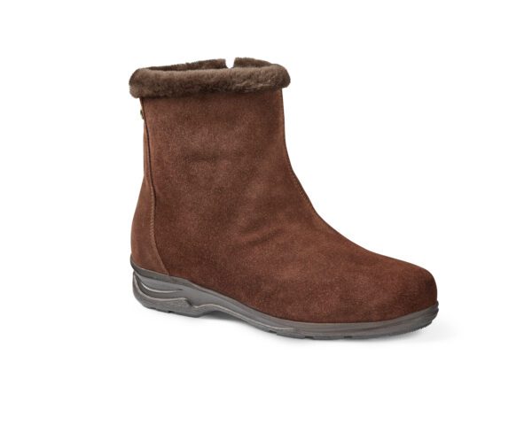 Lågskor för dam i brunt mocka med varm foder, bekväma och stilrena.