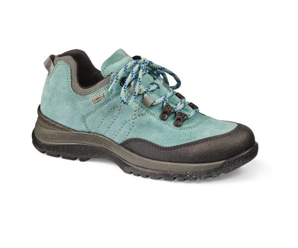Vandringsskor för damer i ljusblått med slitstark sula och bekvämt stöd.