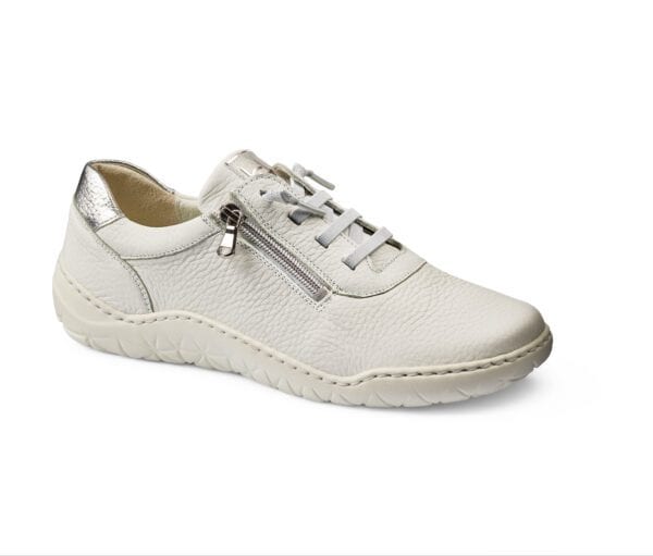 Lågskor för kvinnor i vitt med zipp och bekväm sula.