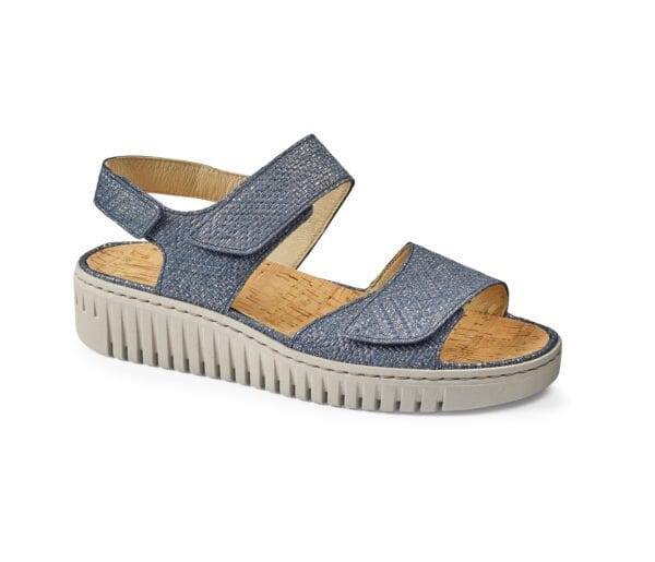 Lättviktsdamssandaler med justerbara remmar i blått, bekväma för sommardagar.