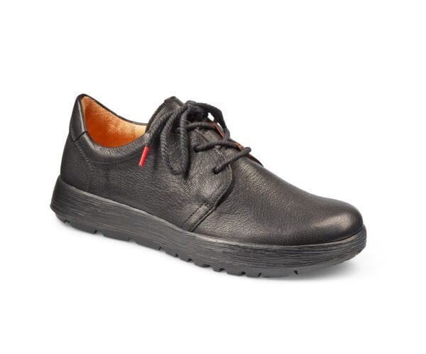 Svart skinnskor för män, bekväma och stilrena, perfekt för vardagsbruk.