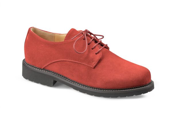 Röd damkänga i skinn med bekväm sula och snörning.