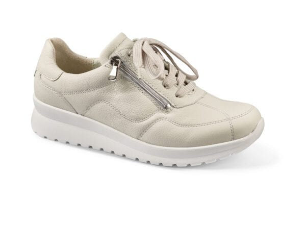 Vita dam sneakers med sidoförvaringsficka och bekväm sula.