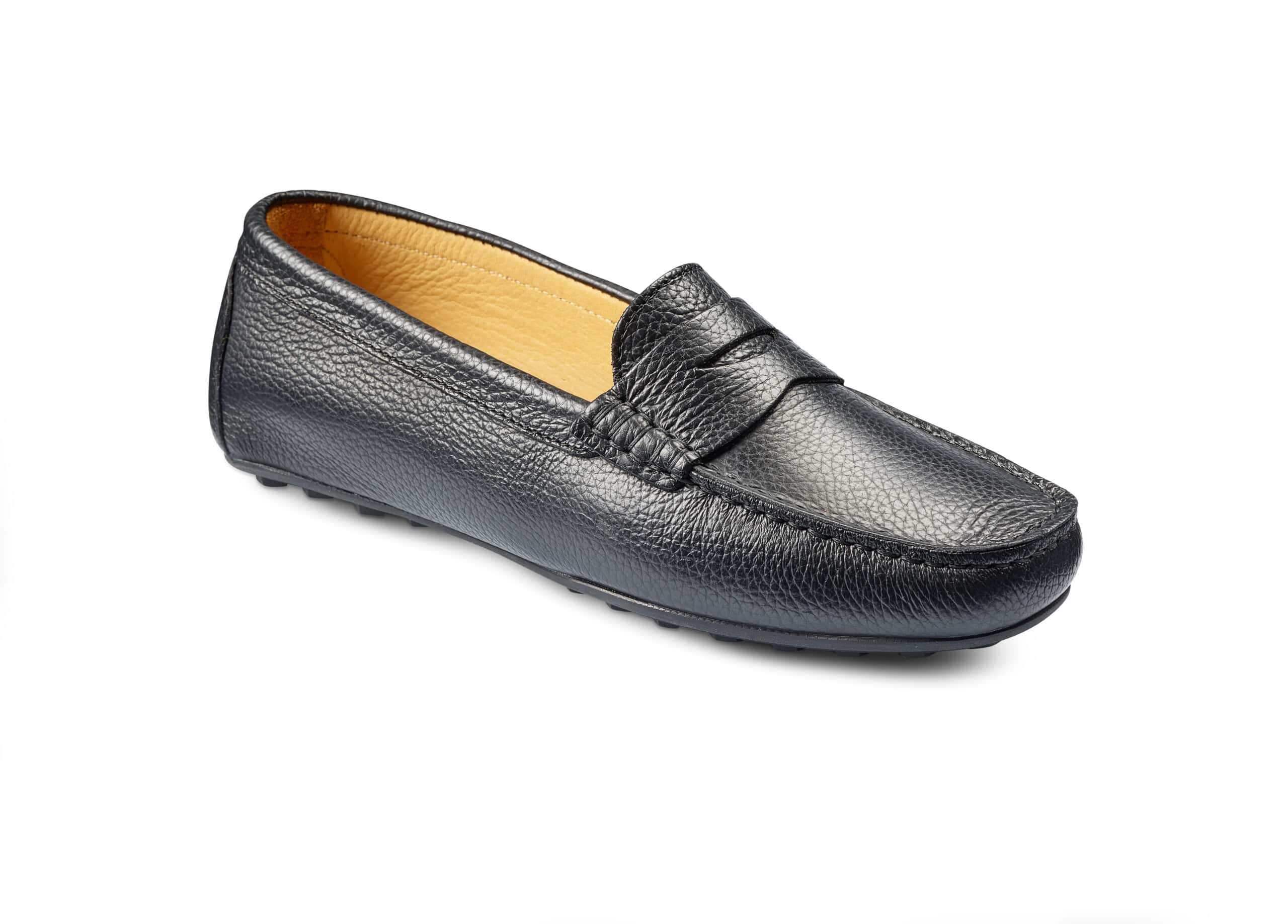 Svart läderloafers för kvinnor med bekväm passform.