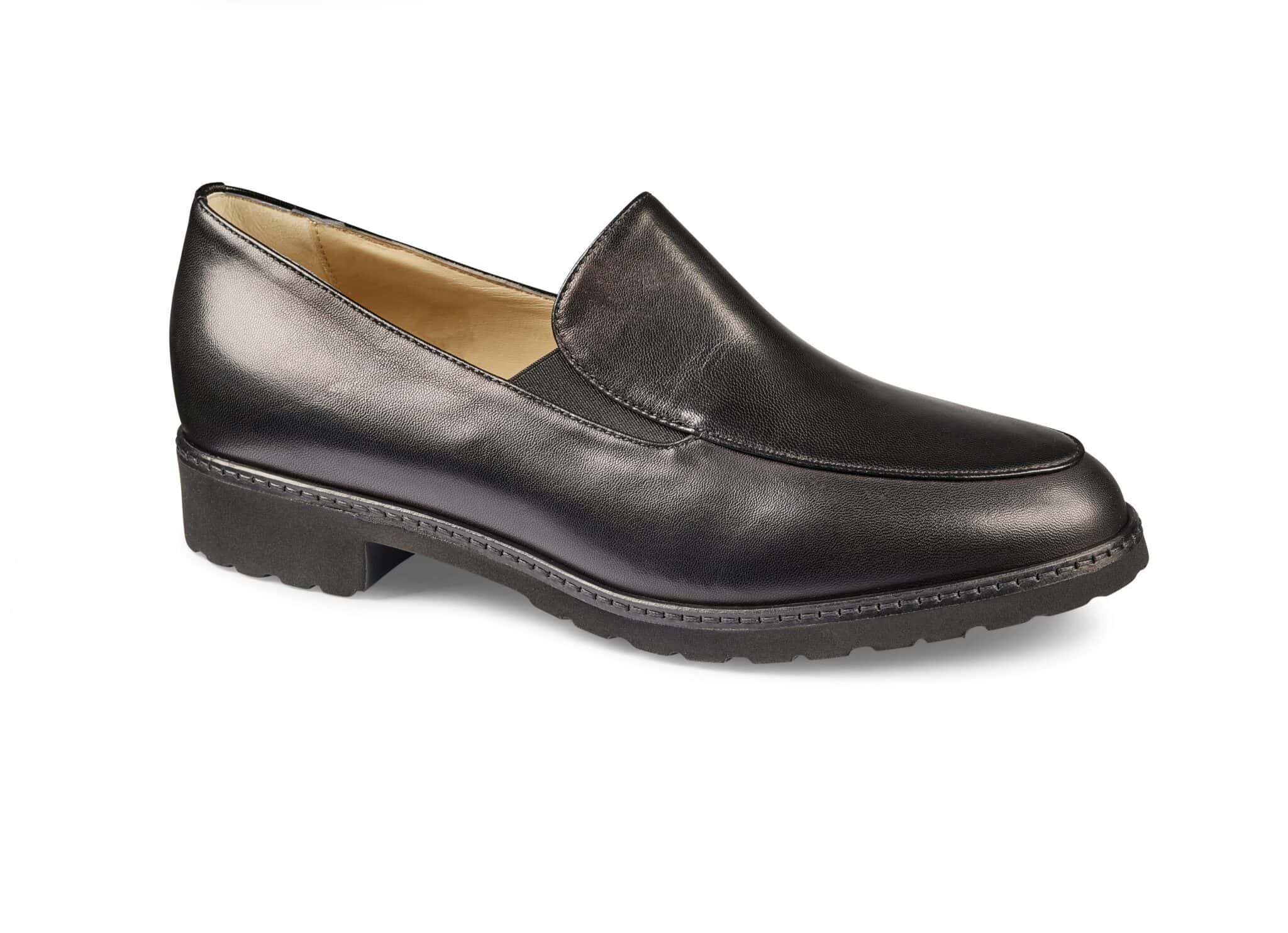 Elegant svart damsko i skinn.