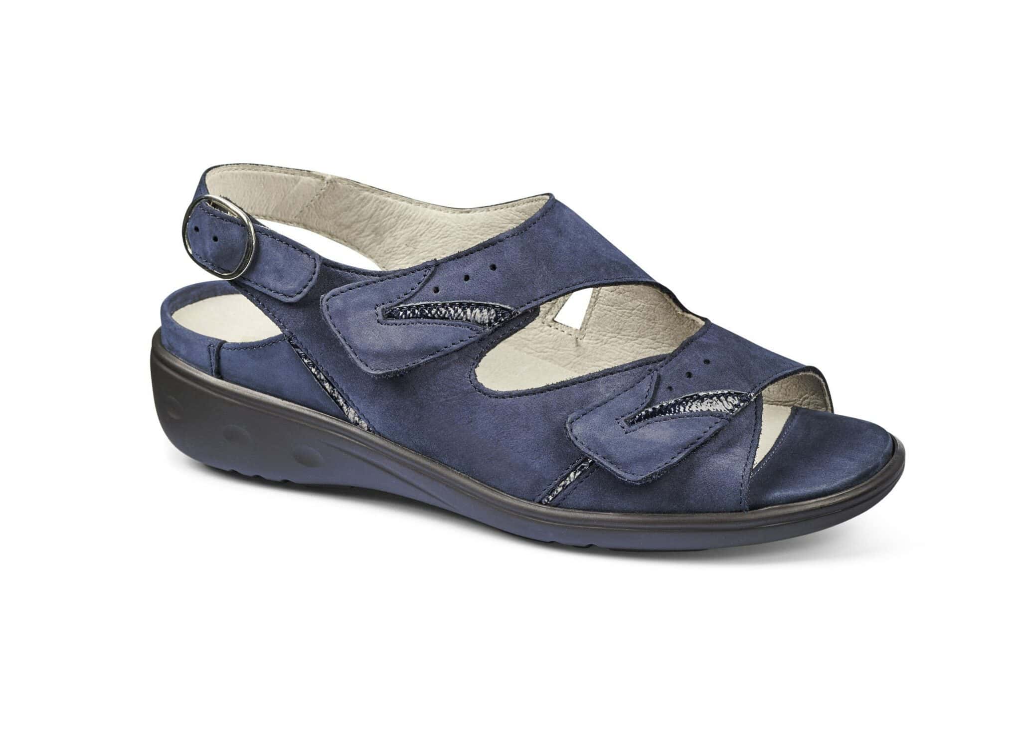 Dam-sandaler i blått med bekväma fotvalv och justerbar rem. Perfekta för sommardagar och vardagsbruk.